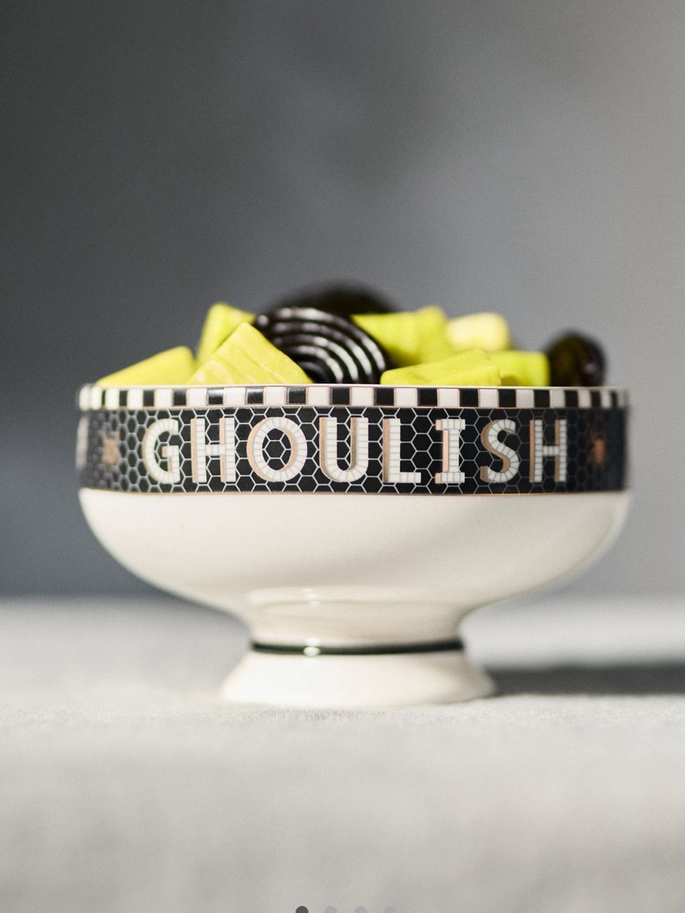 Anthropologie Halloween Bowl Nut Bistro Stoneware 24k Gold New Ghoulish